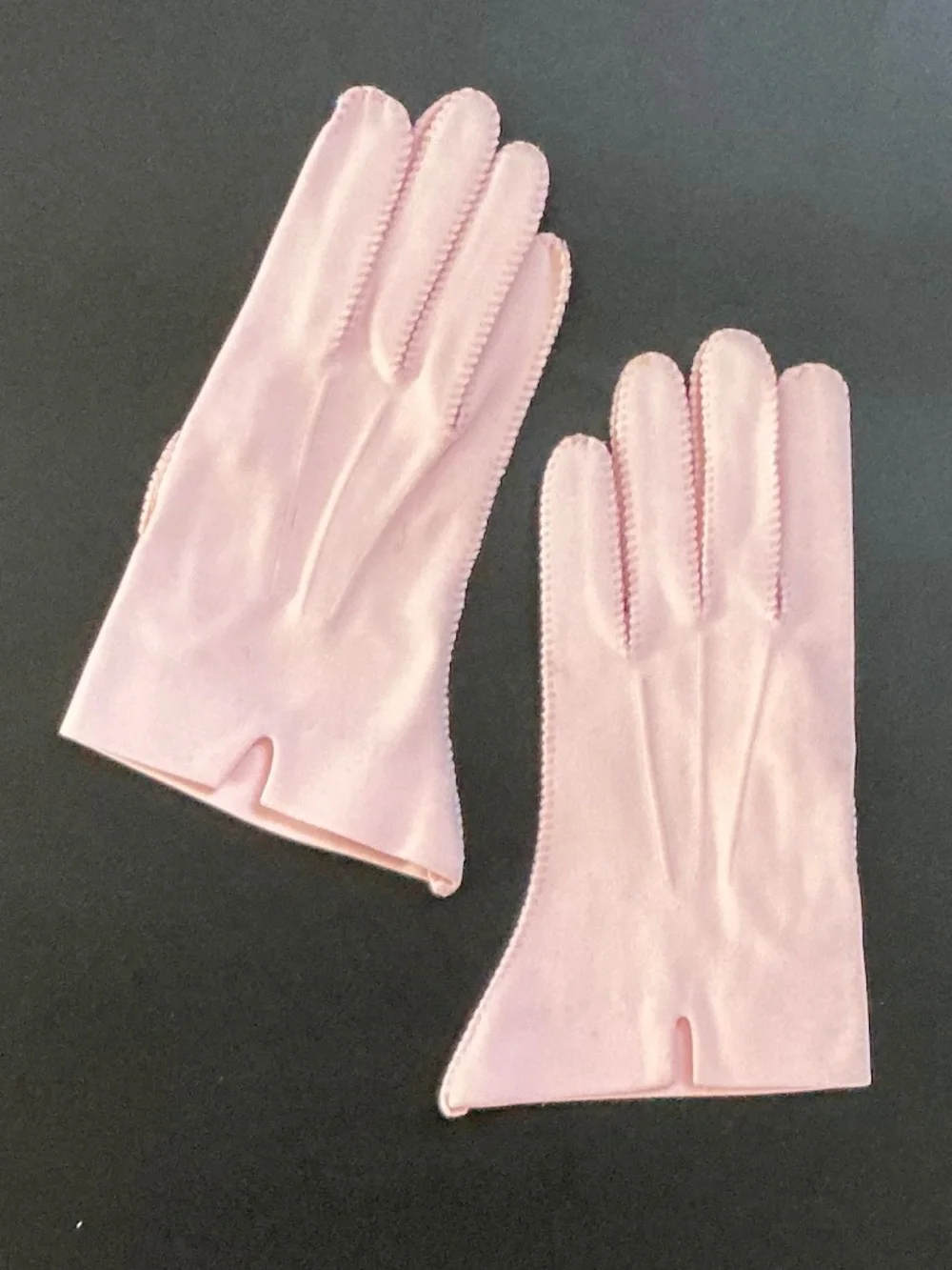 VTG 1950s Shalimar Pink Cotton Dress Gloves Shorties Double Knit Size 6.5